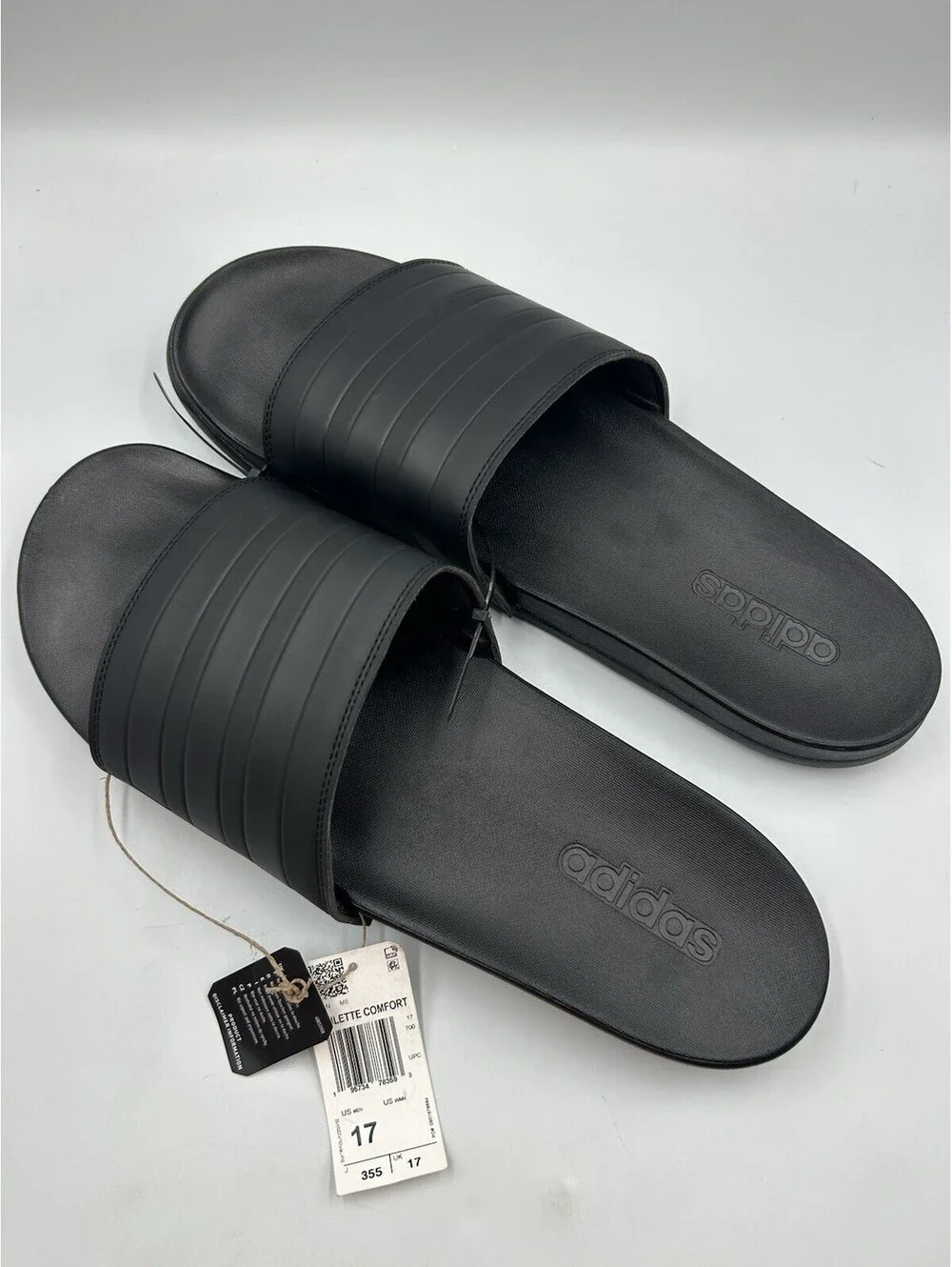 Adidas Adilette Comfort Mens Slides Black Size 17 NWT